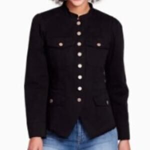 William Rast Black Bragg Junior Military Denim Jacket Black Size XS